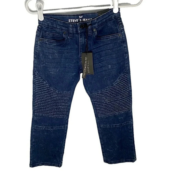 STEVE’S JEANS Boys Dark Blue Jeans Stretch Denim Slim Fit NWT Size 7 MSRP $34 - Picture 1 of 10
